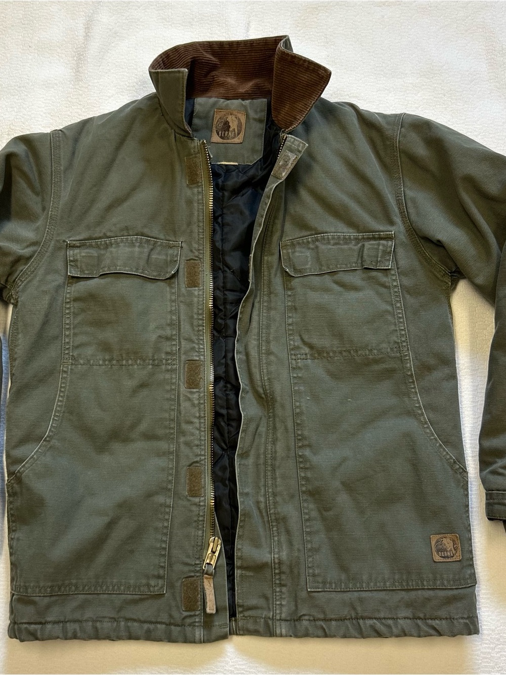 Berne Olive Green Quilted-Lined Canvas Utility Work Jacket